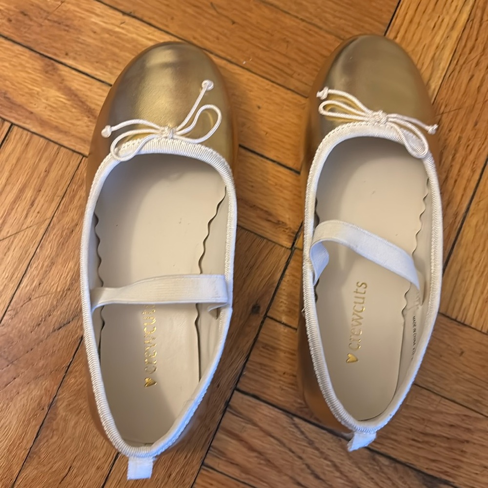 Crewcuts gold dress shoe mary jane girls k12 ballet flats